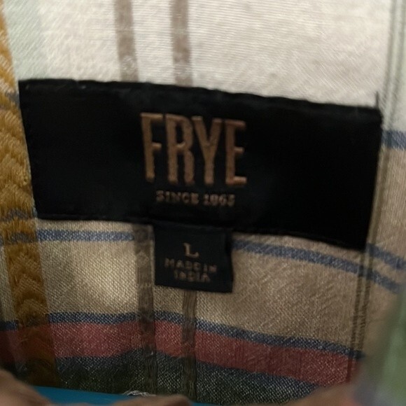 Frye Button Shirt Mens Sz Large Dessert Plaid Aztec Southwest - Picture 5 of 9